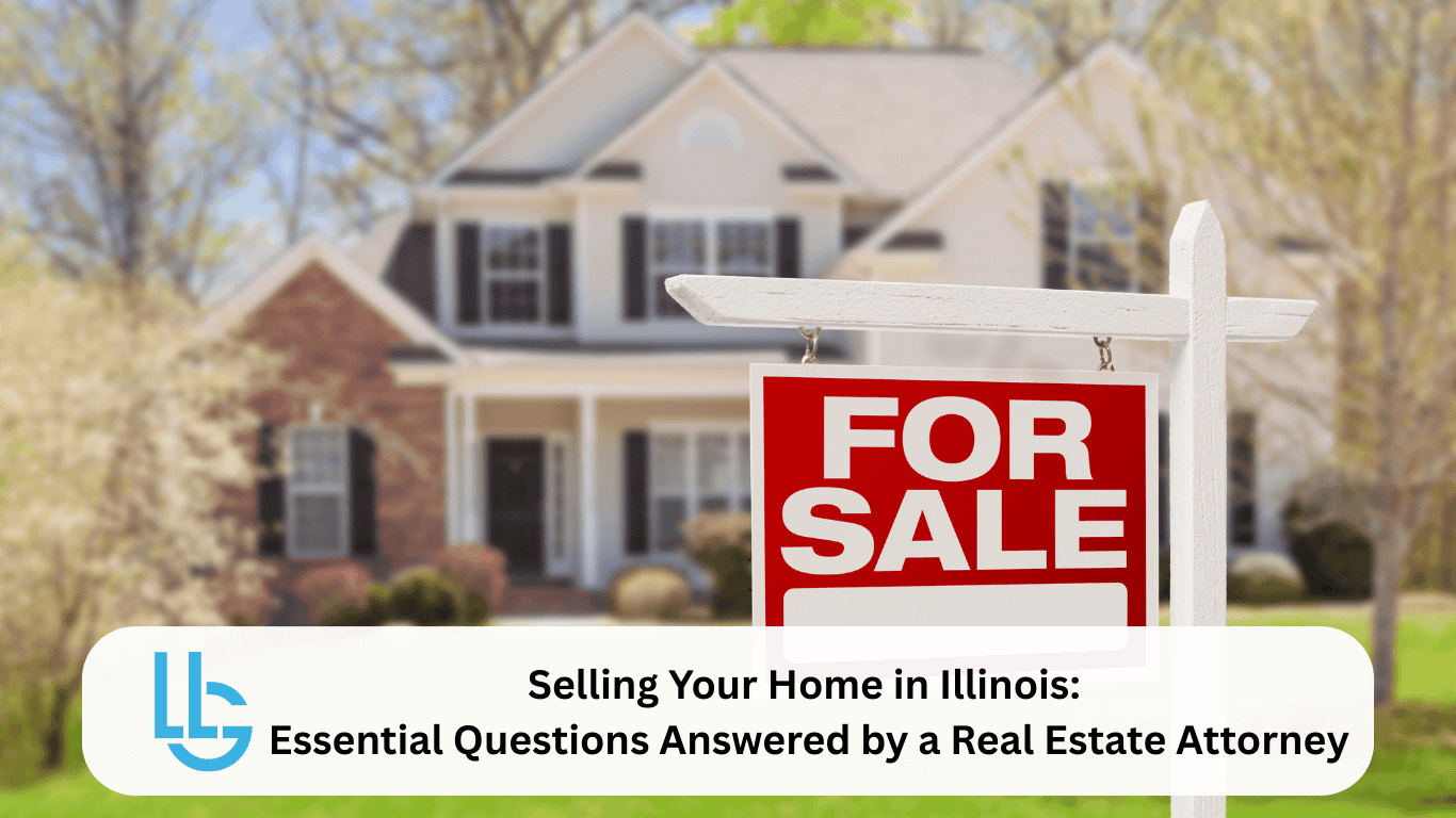 Illinois home for sale with red for sale sign in front yard - selling your home in Illinois real estate market